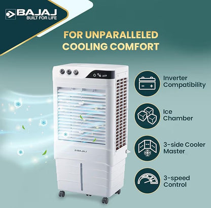 Bajaj DMH 90 Neo 90L Desert Air Cooler for Home|For Larger Room|Anti-Bacterial Honeycomb Cooling Pad|High-Speed|Ice Chamber|90Ft Air Throw|3-Speed Control|3 Year Comprehensive Product Warranty|White