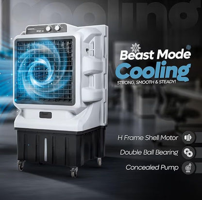 THERMOCOOL Commercial Cooler Bolt Excel with Wheel 95Ltr | Inverter Compatible, Low Noise | Honey Comb Pad | Collapsible Louvres | Water level Indicator | Auto Swing | 45ft Air Throw Distance