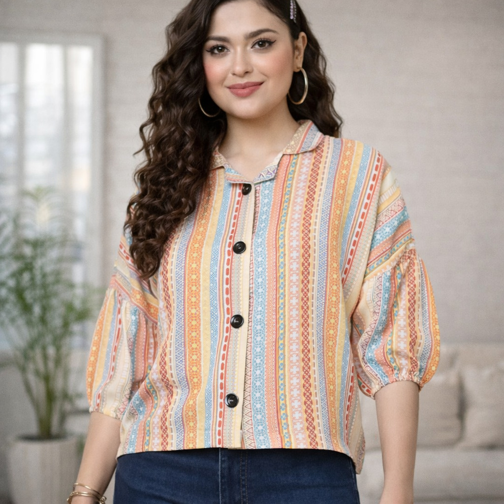 Women’s Stylish Casual Shirts Collection | Trendy Printed, Striped & Solid Tops for Daily Wear