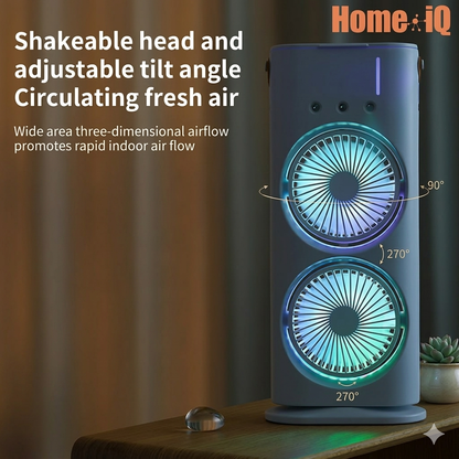 Mini Air Cooler Fan with Mist Spray, Dual Fan Cooling, RGB Light & Remote Control Portable Tower Cooler