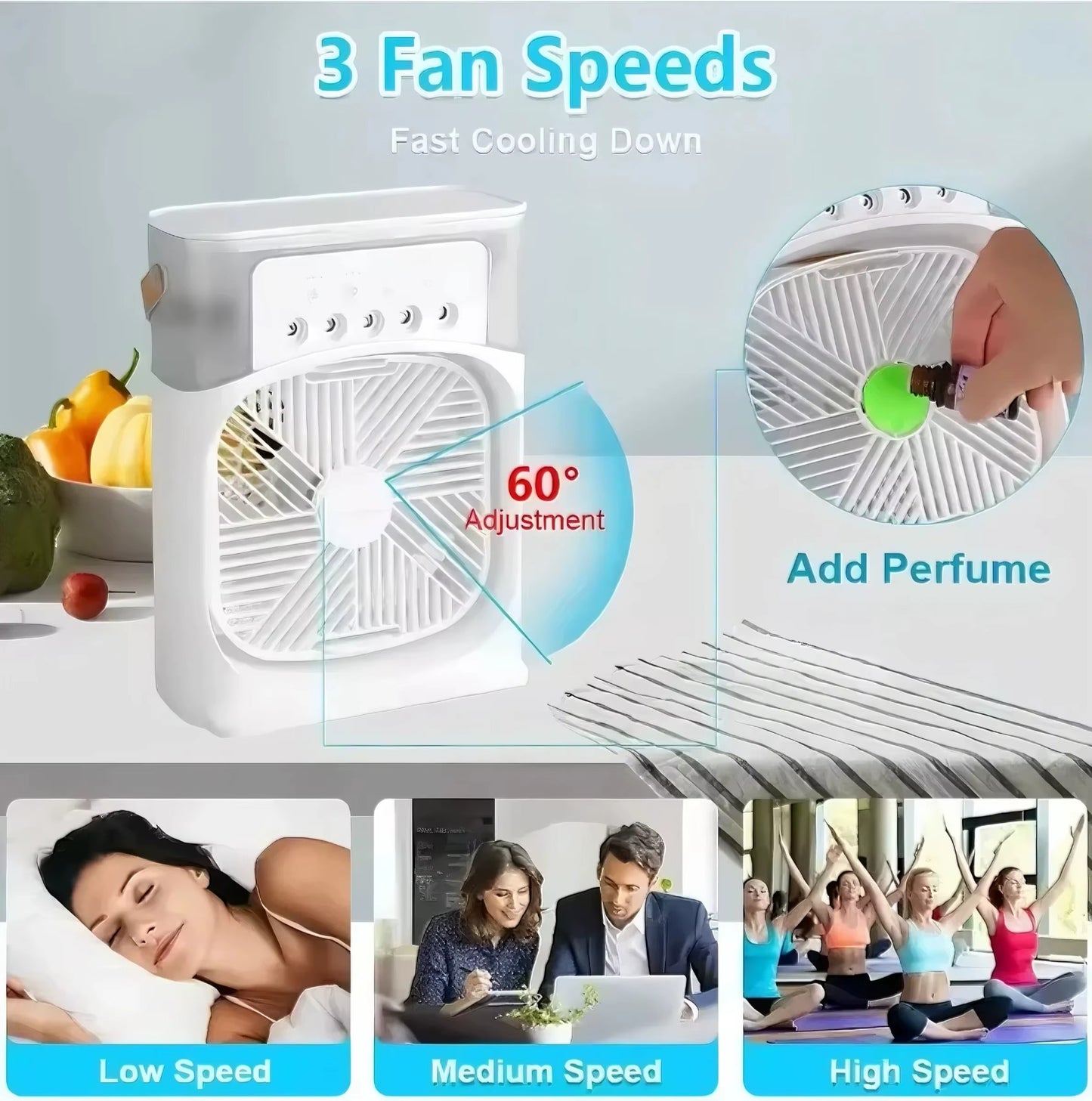 Portable Mini Air Cooler Fan with Water Spray