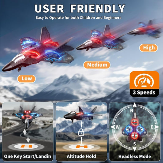 RC Fighter Jet – 360° Flip Remote Control Flying Toy with LED Lights