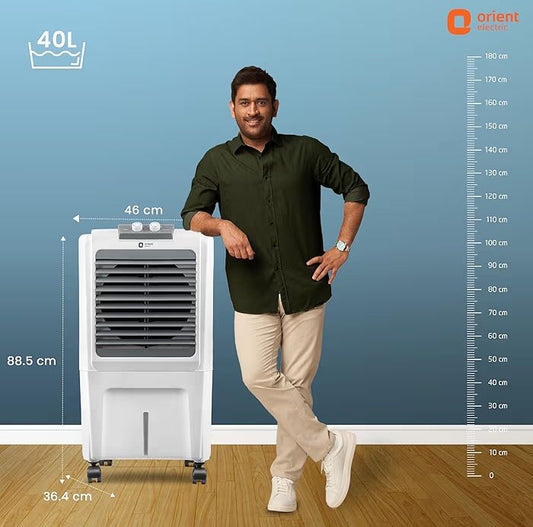 Orient Electric Durachill 40 L Portable Air Cooler For Home | Densenest Honeycomb Pads |More Air Delivery | Fully Collapsible Louvers |Inverter Compatible | 1 Year Warranty by Orient | White & Grey