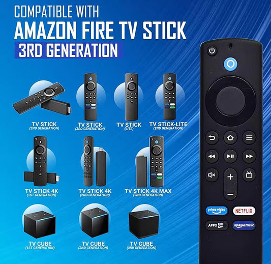 Replacement Remote Control Compatible with Amazon Fire TV Stick 3rd Generation | Alexa Voice Remote with Bluetooth & App Shortcut Keys | Firestick 3rd Gen Replacement Remote