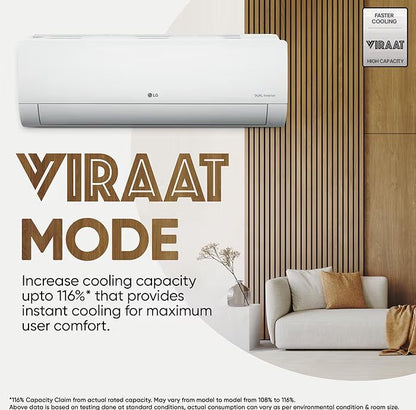 1.5 Ton 5 Star DUAL Inverter Split AC (Copper, AI Convertible 6-in-1, VIRAAT Mode, Faster Cooling & Energy Saving, 4 Way Swing, HD Filter with Anti-Virus Protection, US-Q19YNZE3, White)