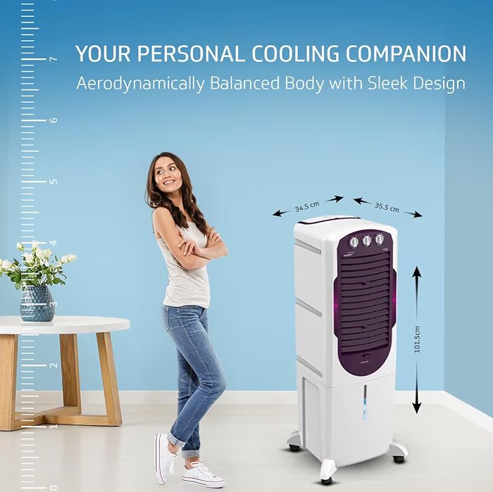 V-Guard Arido T35 H Air Cooler | 35 Litre | Air Delivery- 1300 M3/H | Two Years Manufacturer'S Warranty On Motor & Pump, White