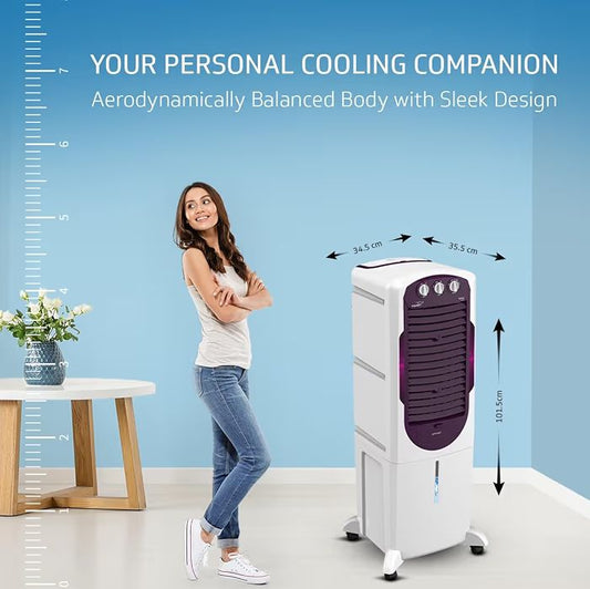 V-Guard Arido T35 H Air Cooler | 35 Litre | Air Delivery- 1300 M3/H | Two Years Manufacturer'S Warranty On Motor & Pump, White