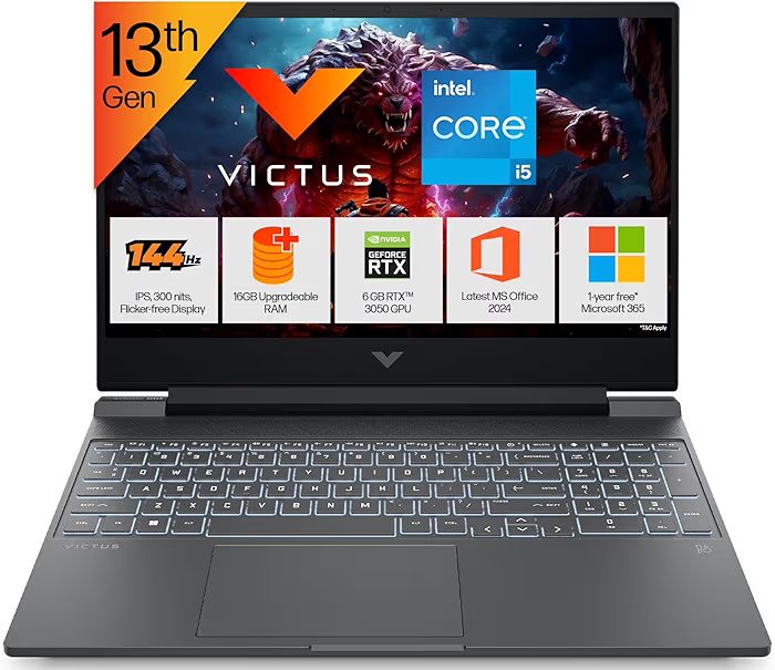 💻 HP Victus Gaming Laptop – i5 13th Gen, RTX 3050 (6GB), 16GB RAM, 144Hz Display