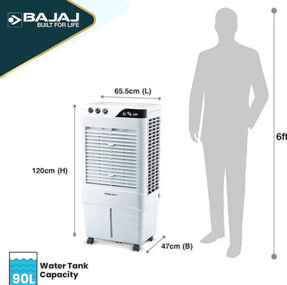 Bajaj DMH 90 Neo 90L Desert Air Cooler for Home|For Larger Room|Anti-Bacterial Honeycomb Cooling Pad|High-Speed|Ice Chamber|90Ft Air Throw|3-Speed Control|3 Year Comprehensive Product Warranty|White