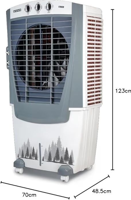 USHA Striker 100SD1 Desert Air Cooler for Large Rooms with 3-Side Honeycomb Pads, 11m Air Throw, Powerful Airflow & Inverter Compatibility (100L, White)