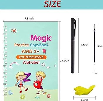 Magic Practice Copybook for Kids (3+) | Reusable Writing Book Set