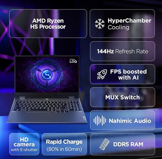 🎮 Lenovo LOQ Gaming Laptop – Ryzen 5 7235HS, RTX 4050 (6GB), 16GB RAM, 144Hz Display
