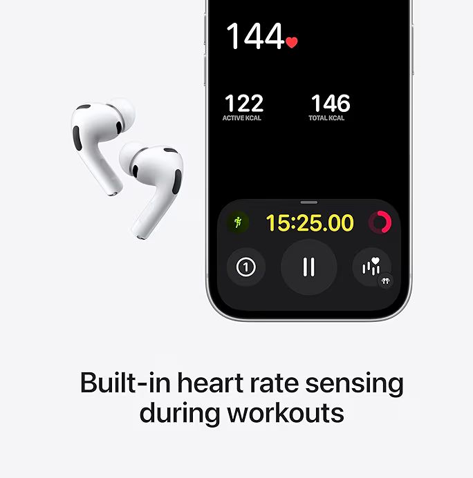 🎧 Apple AirPods Pro (3rd Gen) – ANC, Spatial Audio, Heart Rate Sensing, USB-C (White)