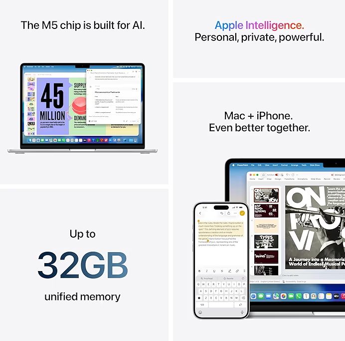 💻 Apple MacBook Air 13” (2026) – M5 Chip, 16GB RAM, 512GB SSD, Liquid Retina Display
