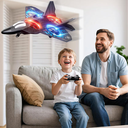 RC Fighter Jet – 360° Flip Remote Control Flying Toy with LED Lights