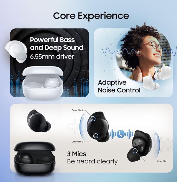 🎧 Samsung Galaxy Buds Core – ANC, 6 Mic Setup, 35H Battery, IP54 (Black)